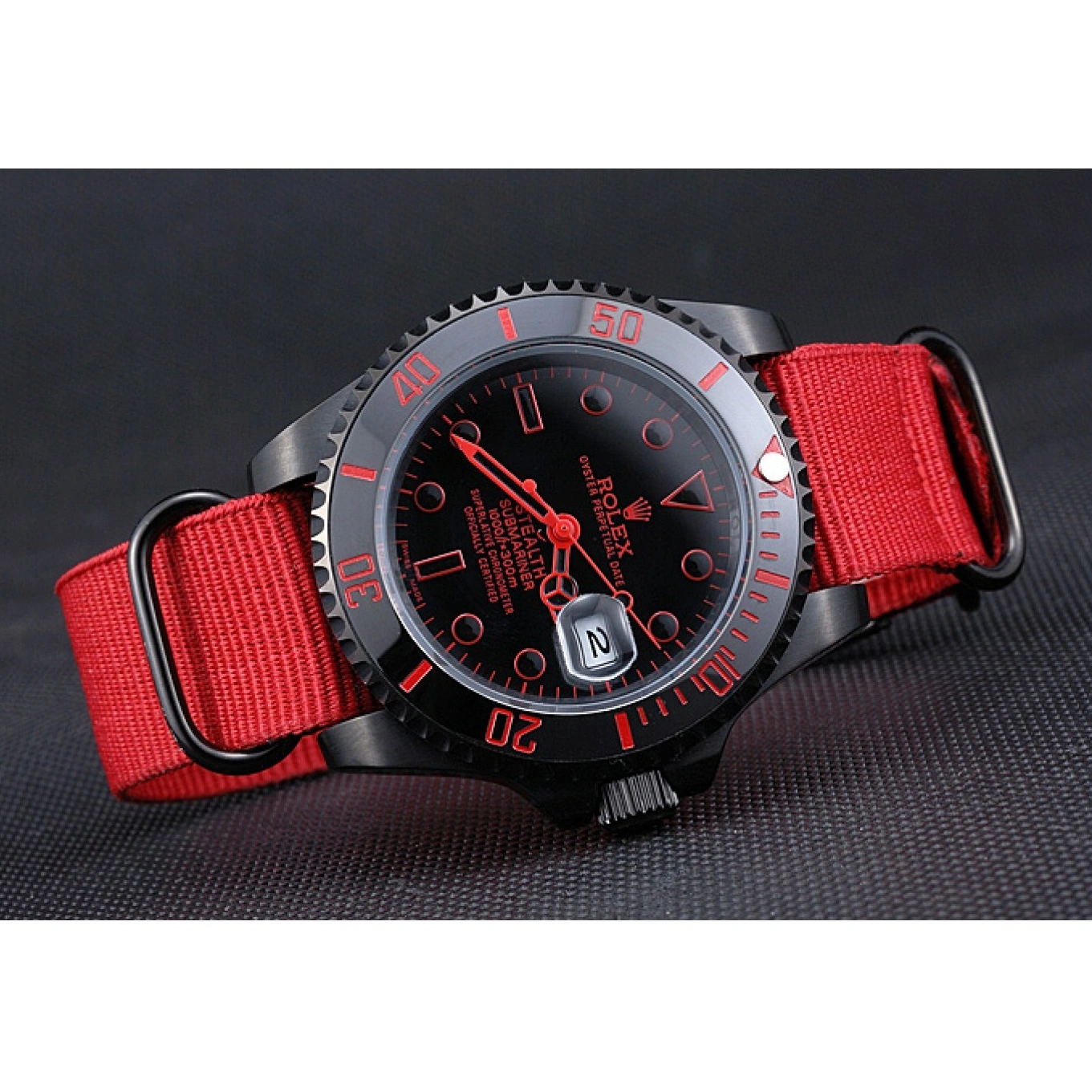 Aaa replica watch Nylon Stealth 622010 Submariner Red Rolex Strap 1014